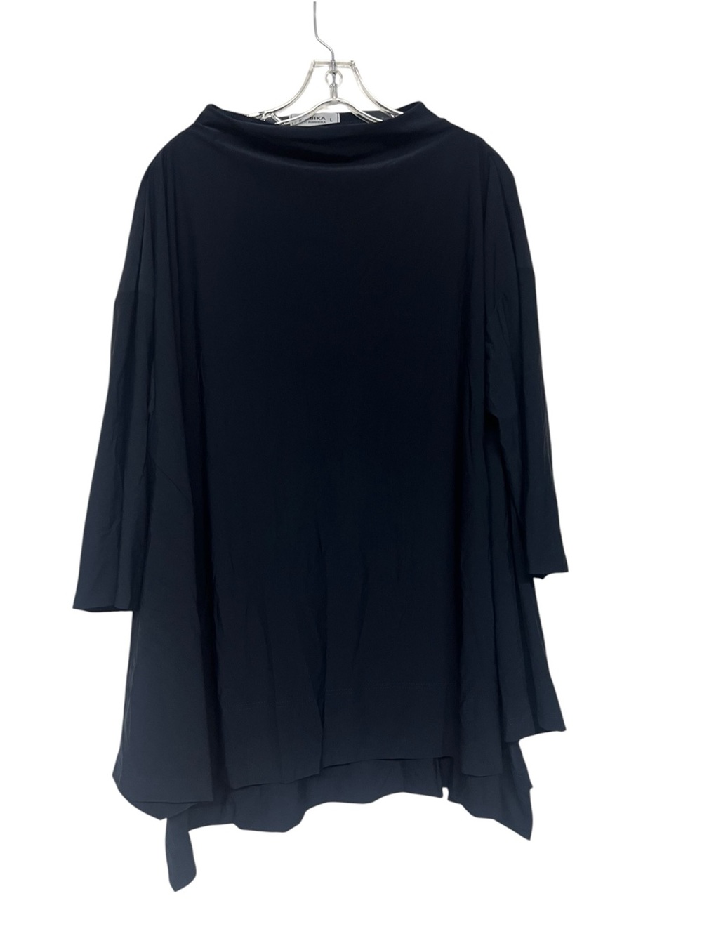 Tekbika by Alembika Navy Boat Neck Relaxed Fit Blouse Top Large Asymmetrical